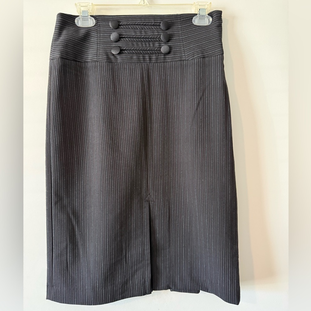 Black Pinstripe Pencil Skirt
